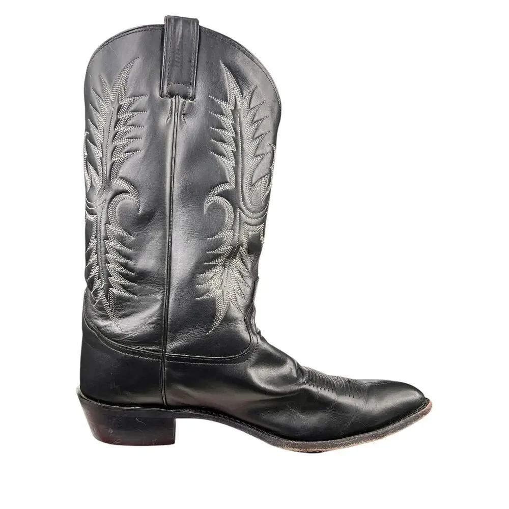 Vintage Tony Lama Mens Black Leather Western Cowboy Boots Size US 13 D